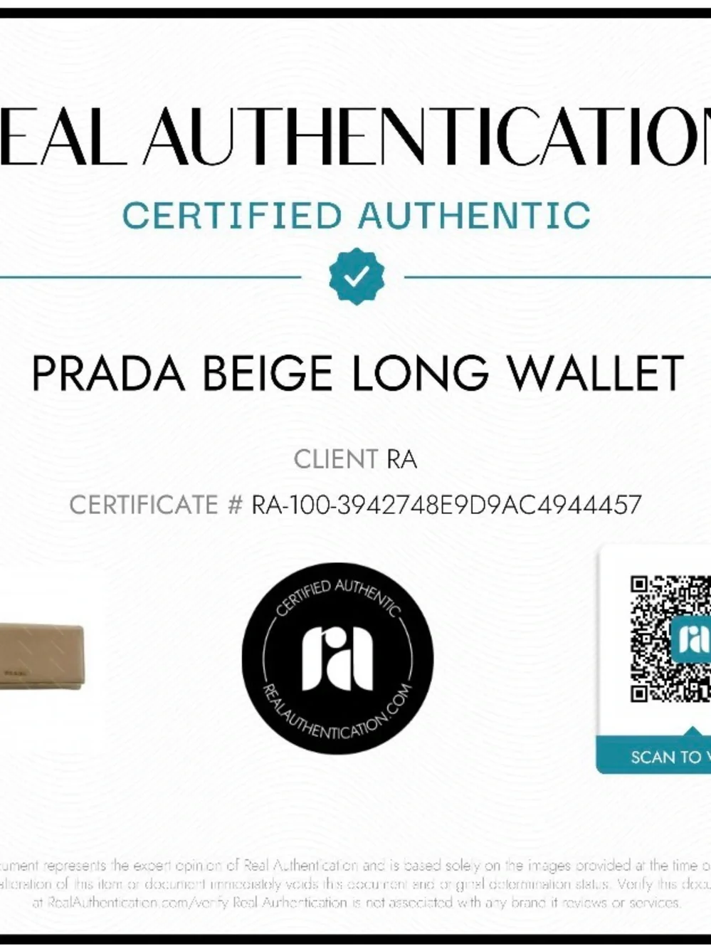 Prada Taupe Saffiano Leather Long Wallet with Gold Hardware